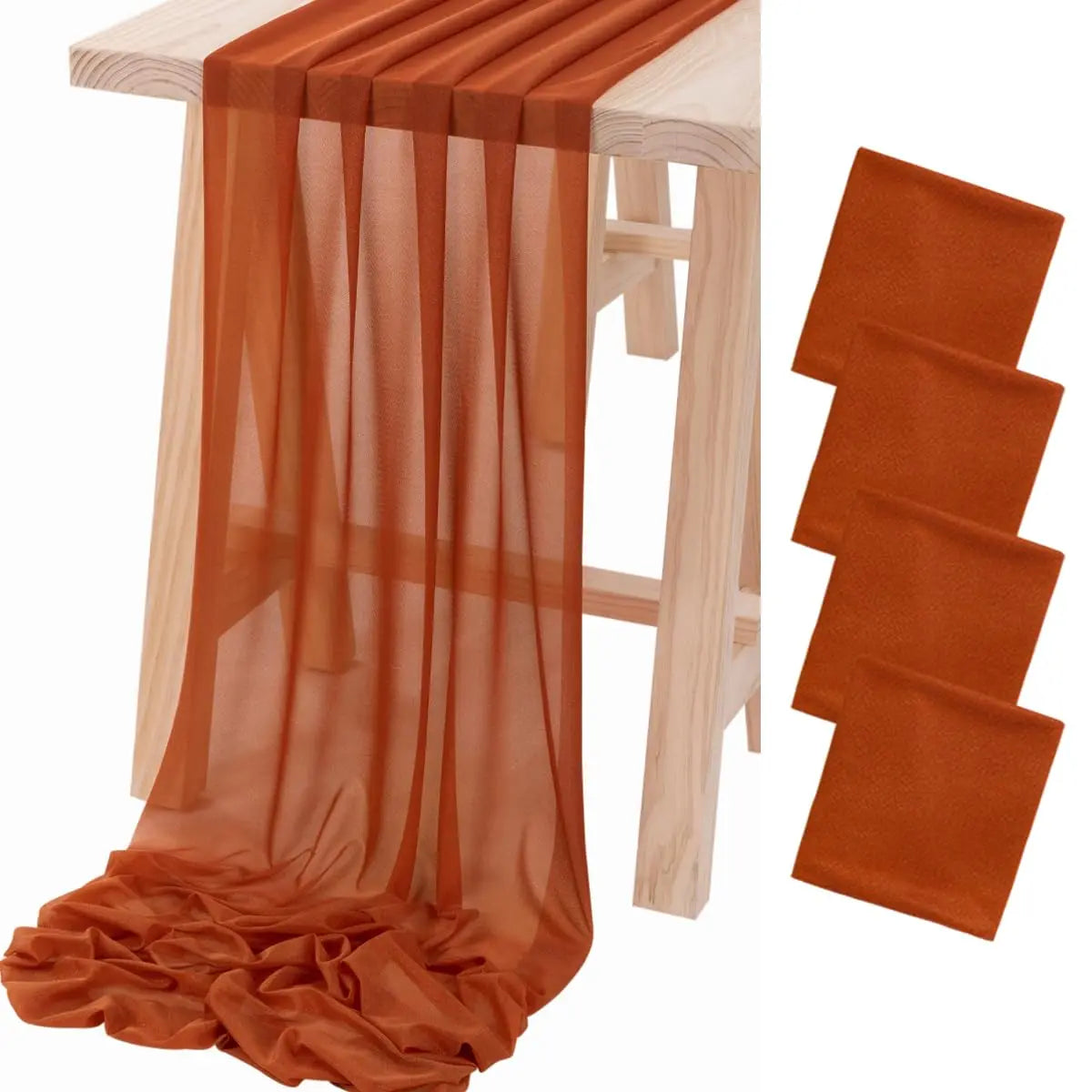 Chiffon table runner green sage bohemian wedding - view 2