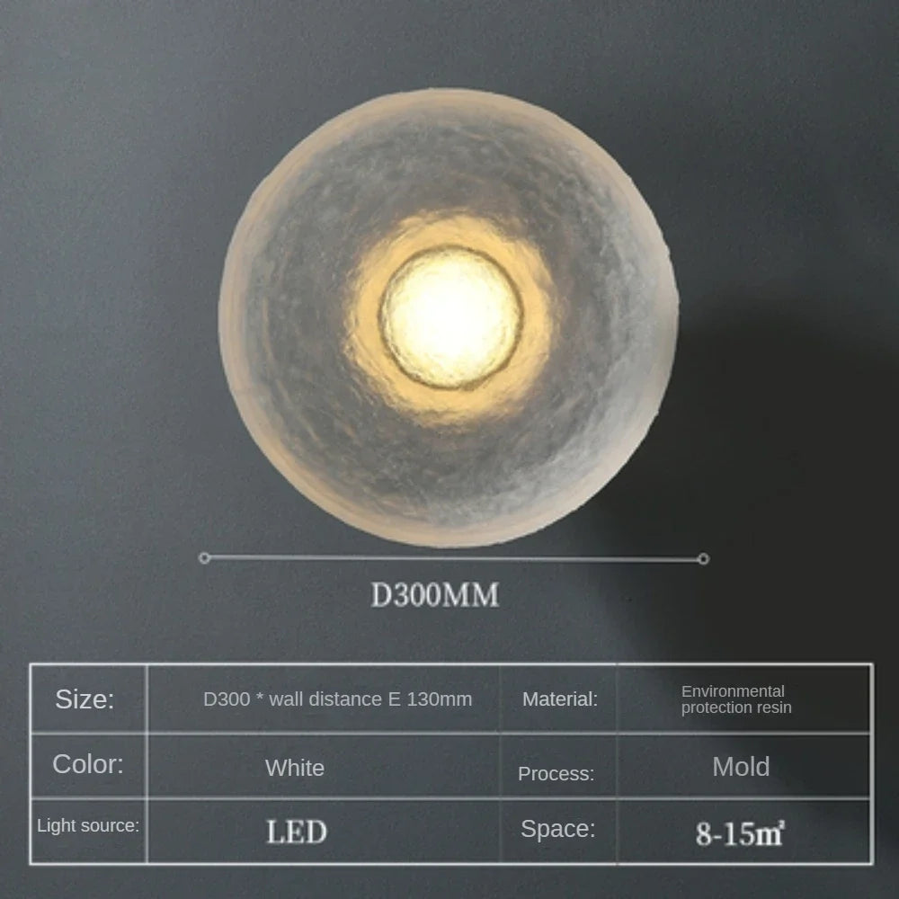 Modern round led wall sconce for interior and exterior decoration - 300 mm / Warm Light