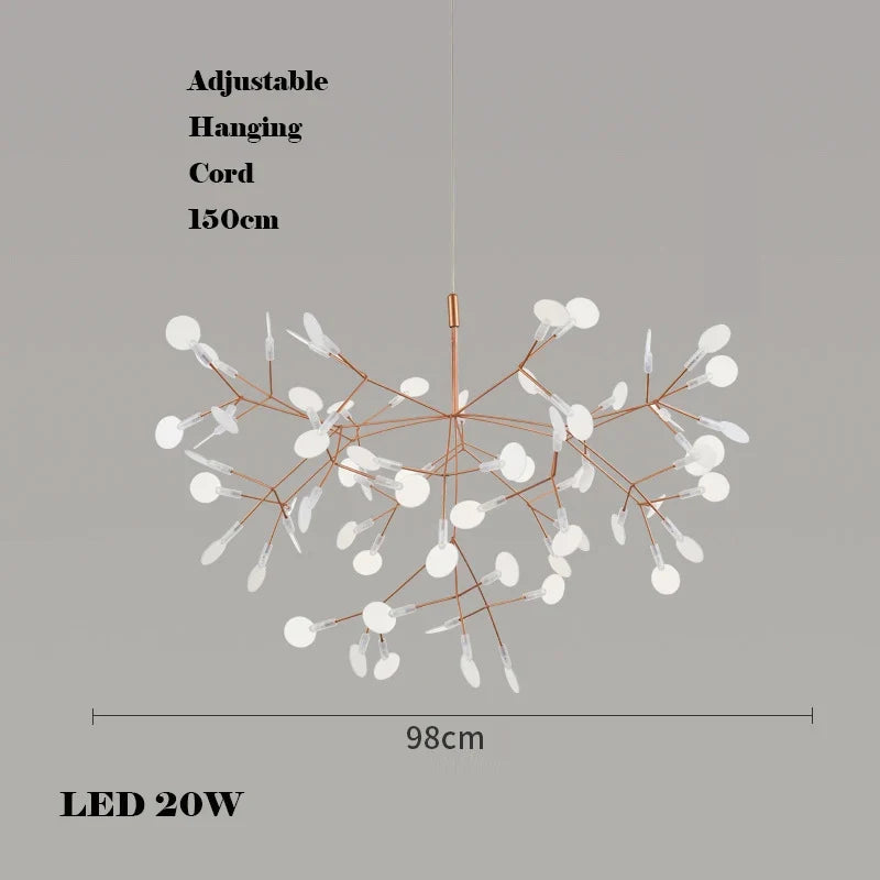 Creative LED chandelier in stainless steel and acrylic for interior decoration - Dia98cm A / Rose Gold / Dimmable