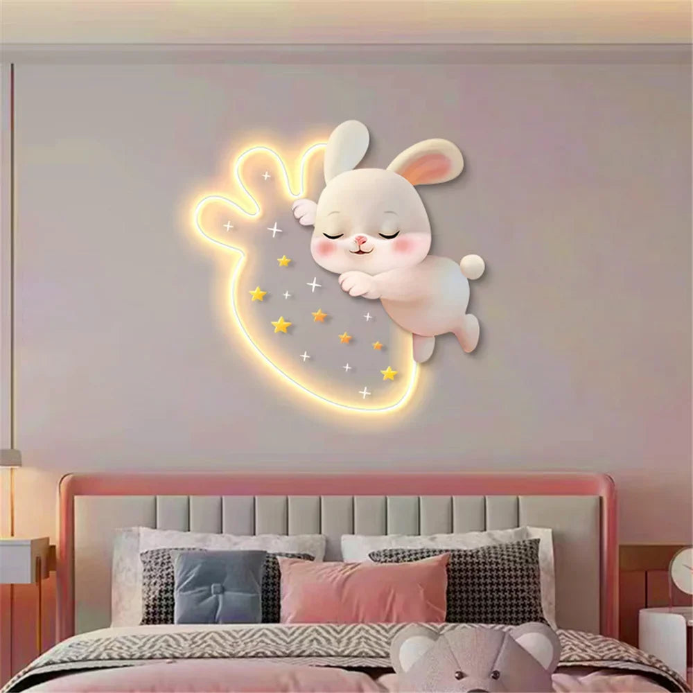 Rabbit wall sconce with strawberries for decorative children's room - view 4