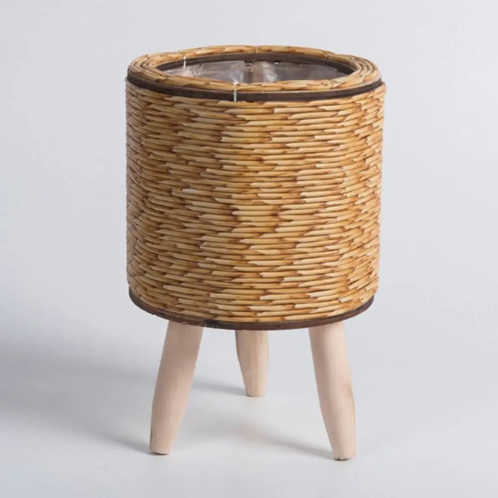Creative woven rattan flower pot with removable feet and durable support - 181