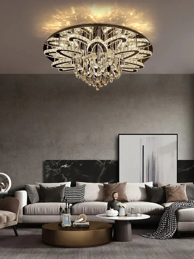Modern led ceiling lamp in crystal and stainless steel elegant design for interior - view 6