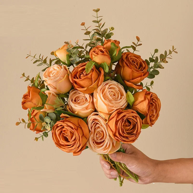 Bouquet of artificial silk rose wines for wedding interior decoration - view 2
