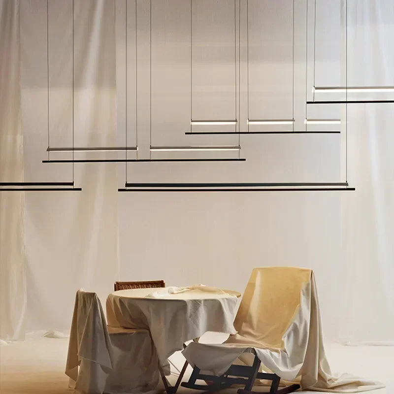 Modern hanging chandelier Nordic lighting design long and simple - view 3