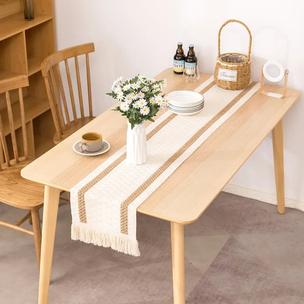 Cotton linen table runner pattern decorative tiles - view 3