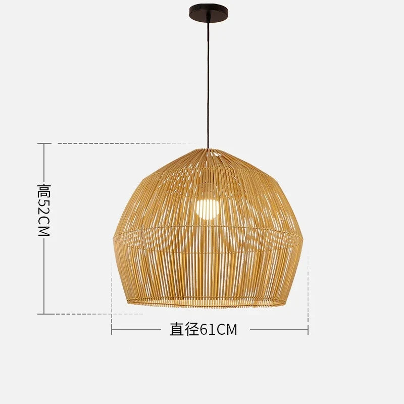 Vintage pendant light in Chinese style bamboo hand made for interior decoration - Model B Diameter 61cm