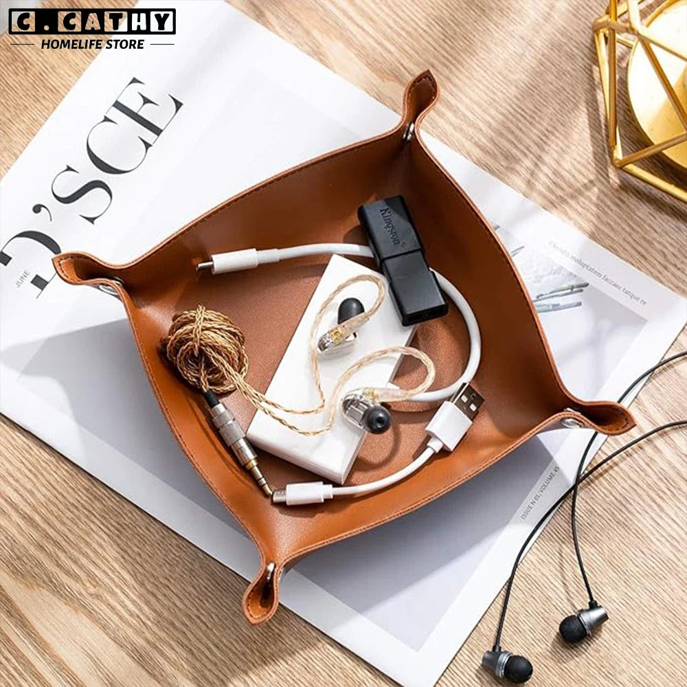 Foldable leather top for various storage and decoration