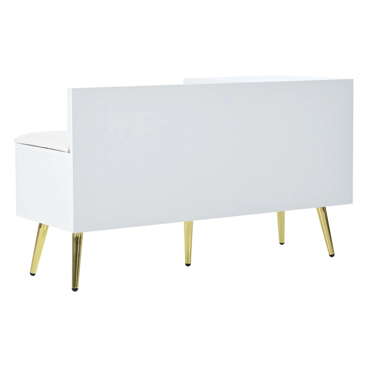 Modern luxury shoe chest in white with storage, upholstered bench and backrest shoe rack with metal handles and Meta - view 3