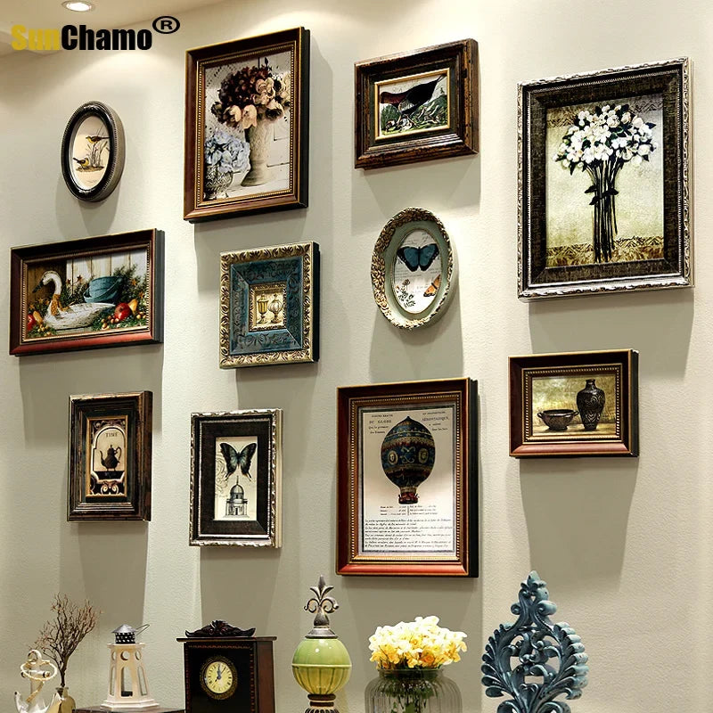 Retro wooden photo frame for interior decoration