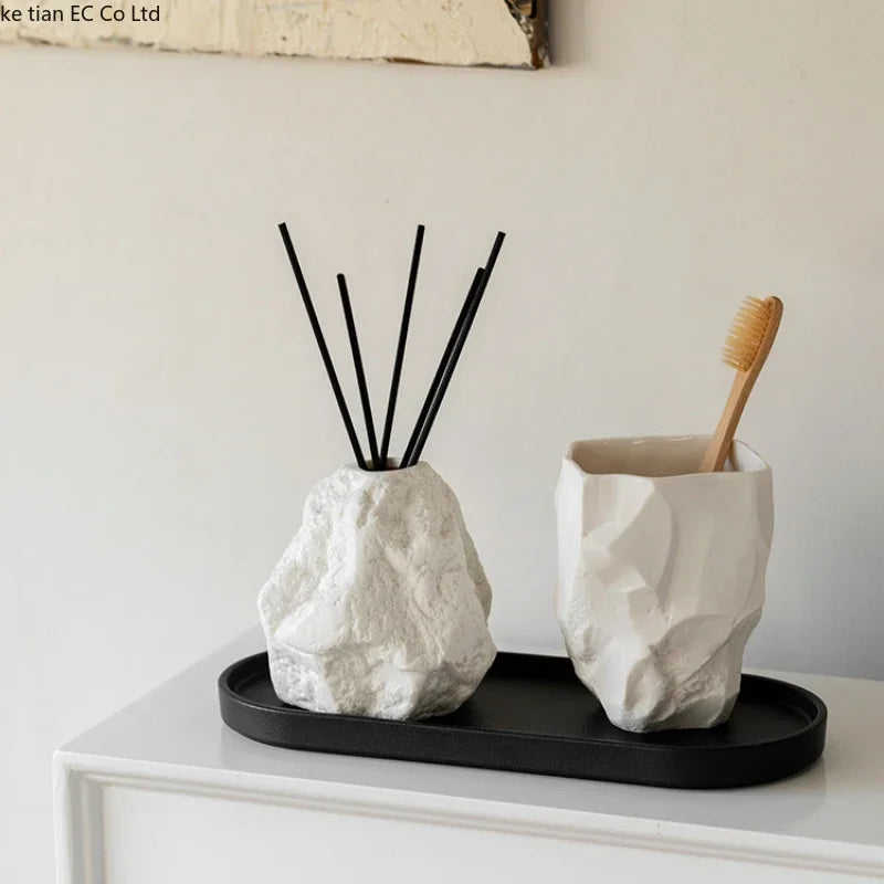 Portable rock shaped mouth bath cup for bathroom