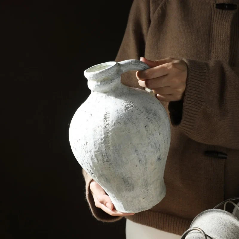 Ceramic vase retro handmade for decorative dried flowers