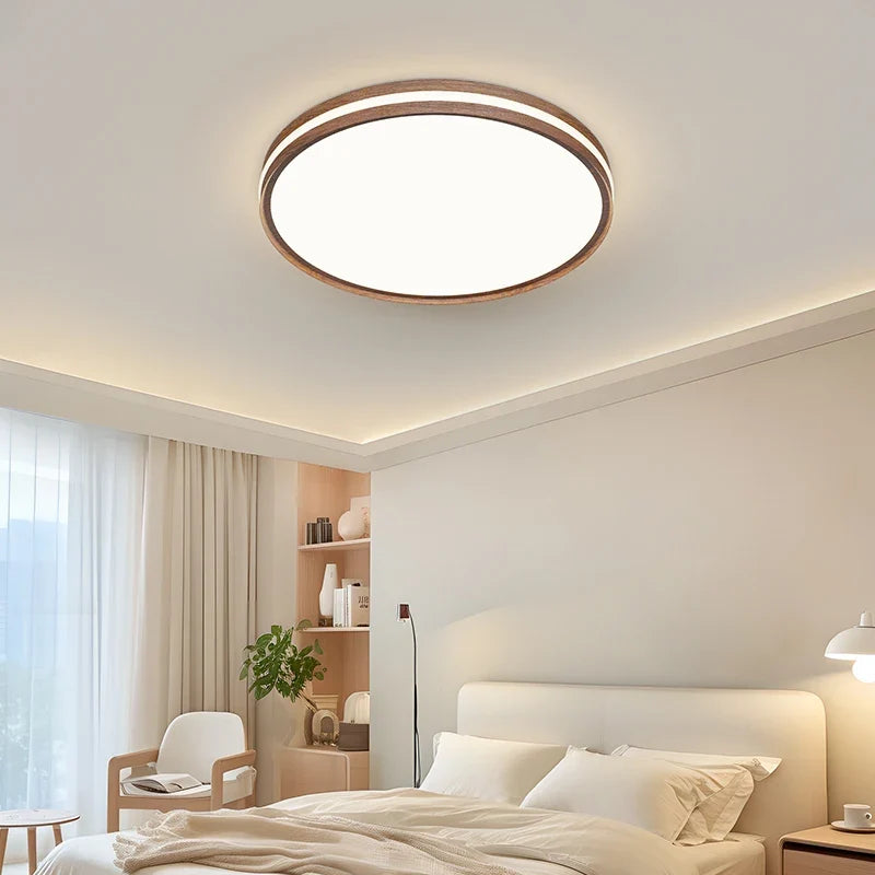 Minimalist Nordic ceiling in logs with modern led lighting - view 5