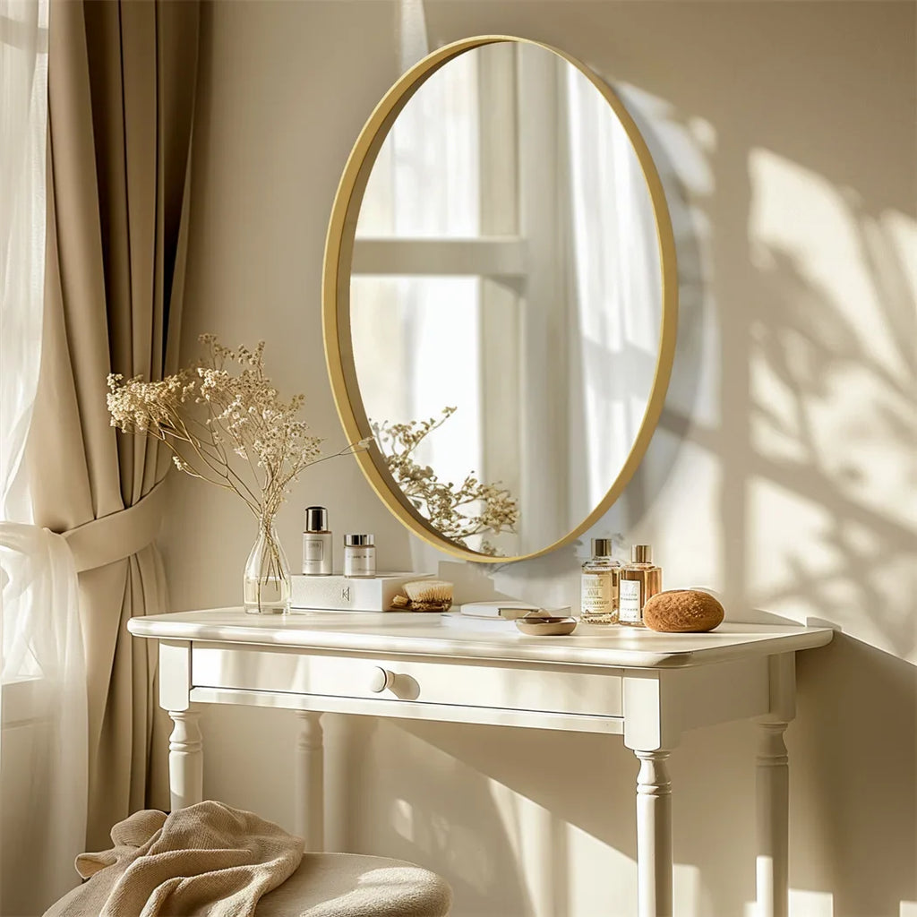 Brushed gold mirror with decorative metal frame - view 2