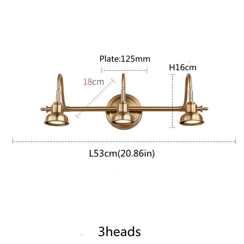 American Bronze Mirror Front Light , Bathroom Wall Lamps Mirror Light ,Powder Room Mirror Wall Lights Lighting LED Makeup Mirror - 3 Heads Bronze A / Light Warm