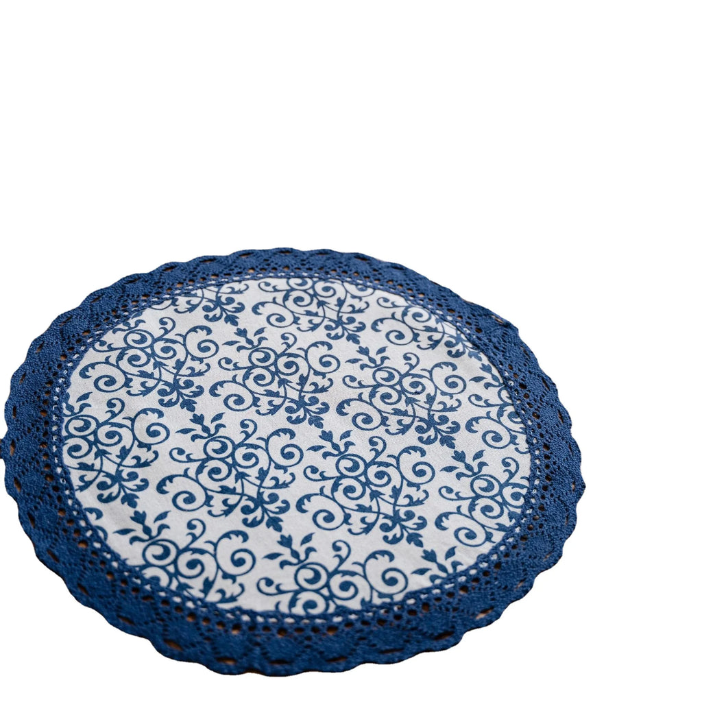 Table runner stripes blue navy lace country - view 5