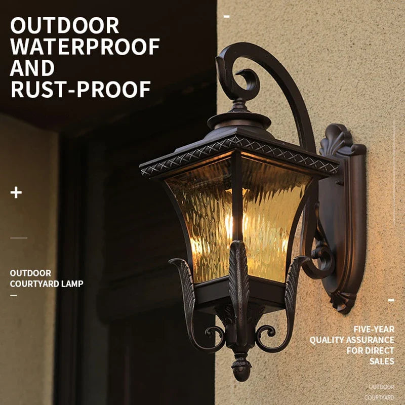 Outdoor retro wall sconce for decorative garden lighting - view 2