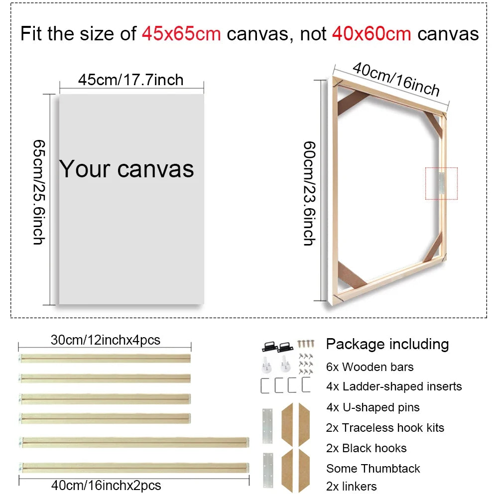 Wooden wall frame for decorative canvases and paints - 40x60cm