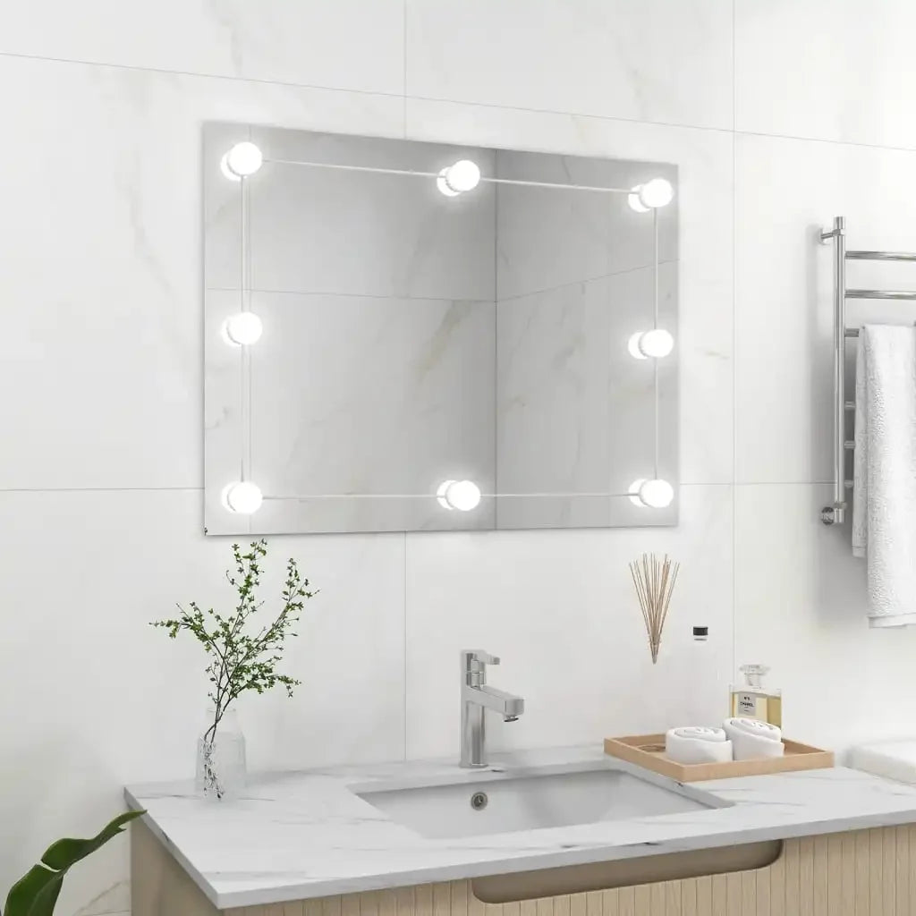 Frameless Wall Mirror with Glass Rectangular LED Lamps, Home Decoration Wall Decoration Living Room Decoration