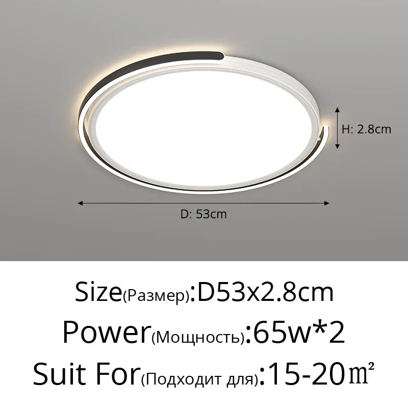 Modern led ceiling lamp for interior decorative lighting - A-Black-53x2.8cm / 3 Colors No Remote