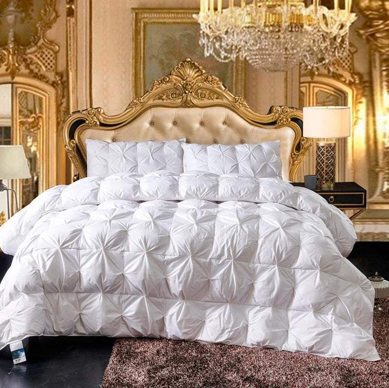 3D Bread White Goose Down Filler Comforter King Queen Size Duvet Insert, 100% Cotton Cover, All Seasons Quilt Thicken Blanket - WHITE / 200x230cm 3kg