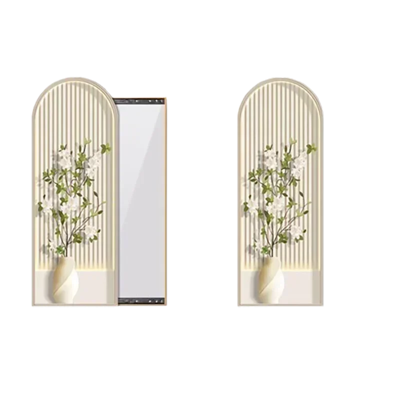 Decorative Nordic square mirror with aesthetic floral frame