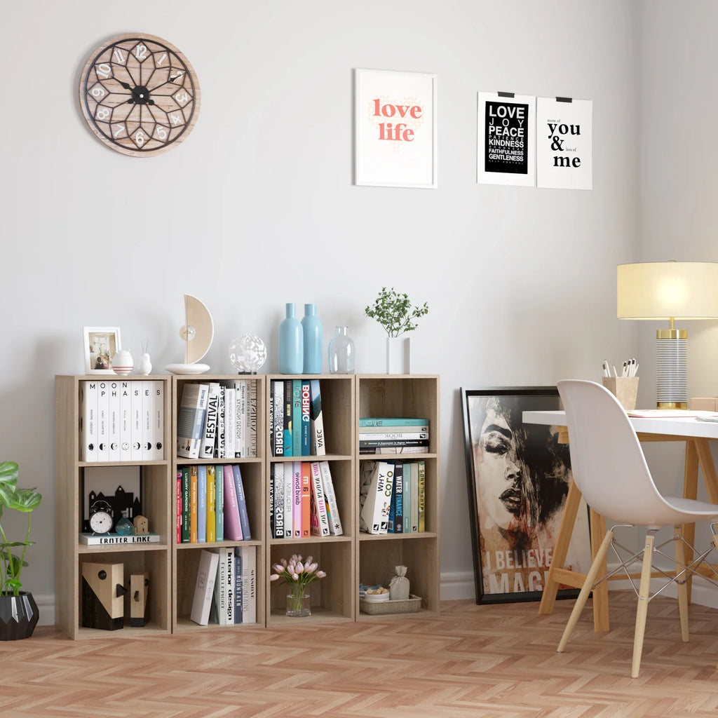 Getone Small Bookcase, White Bookshelf, 3 Cubes Storage Unit, Living Room Bookcase Wooden 30x30x80cm - view 6