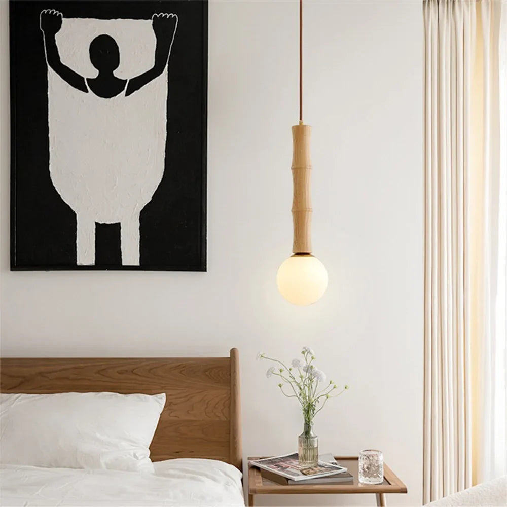Vintage retro glass and wood wall sconce for interior decoration - view 5