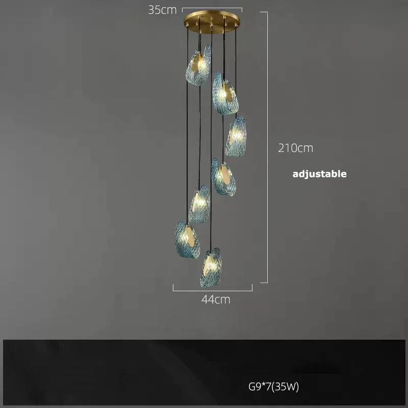 LED crystal glass chandelier for elegant lighting - Warm light / 7 light