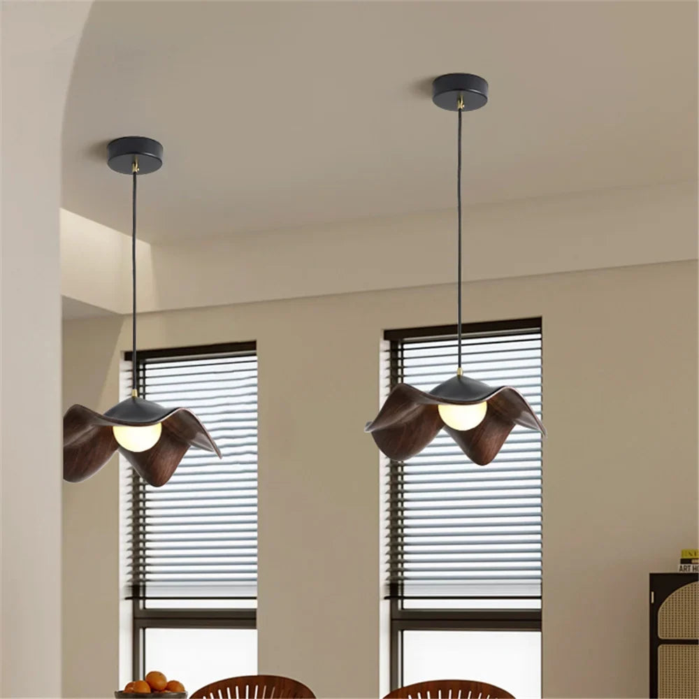 Iron and wood pendant light Nordic cottage style for restaurant and loft - view 4