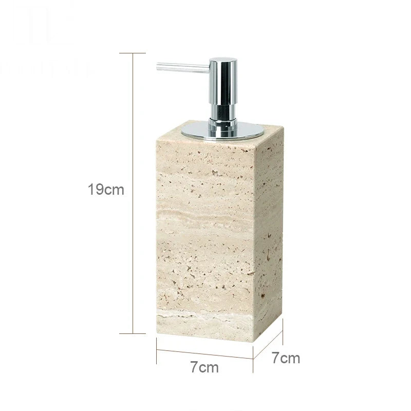 Elegant set of accessories in travertine for the bathroom - Soap dispenser B