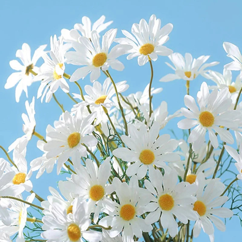 5 heads of white marguerites artificial flowers for festive decorations - view 5