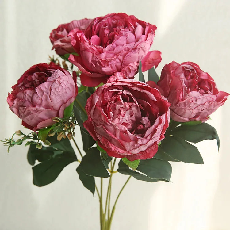 Bouquet of artificial peonies for decoration and photography - Pink Red
