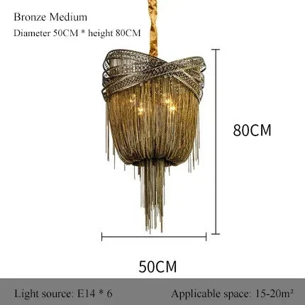 Aluminum pendant light industrial style with decorative acorns - 50CM / Gold Color