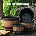 Retro flower pot in bucket for garden and interior decoration