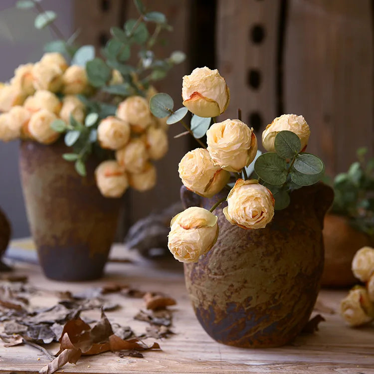 Bouquet of artificial silk rose wines retro decorations for various spaces - view 3