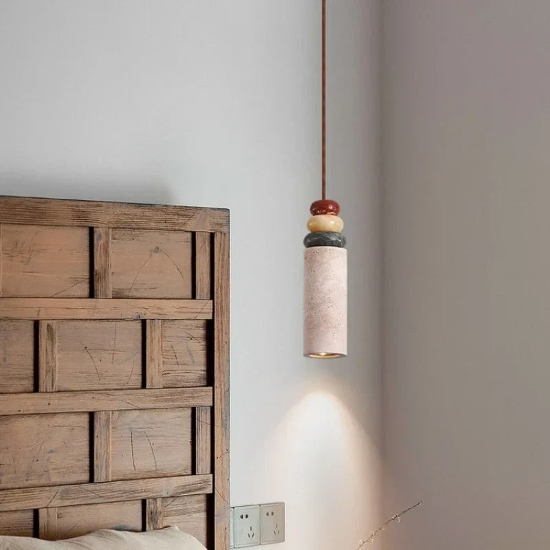 Modern chandelier in natural stone for interior decoration
