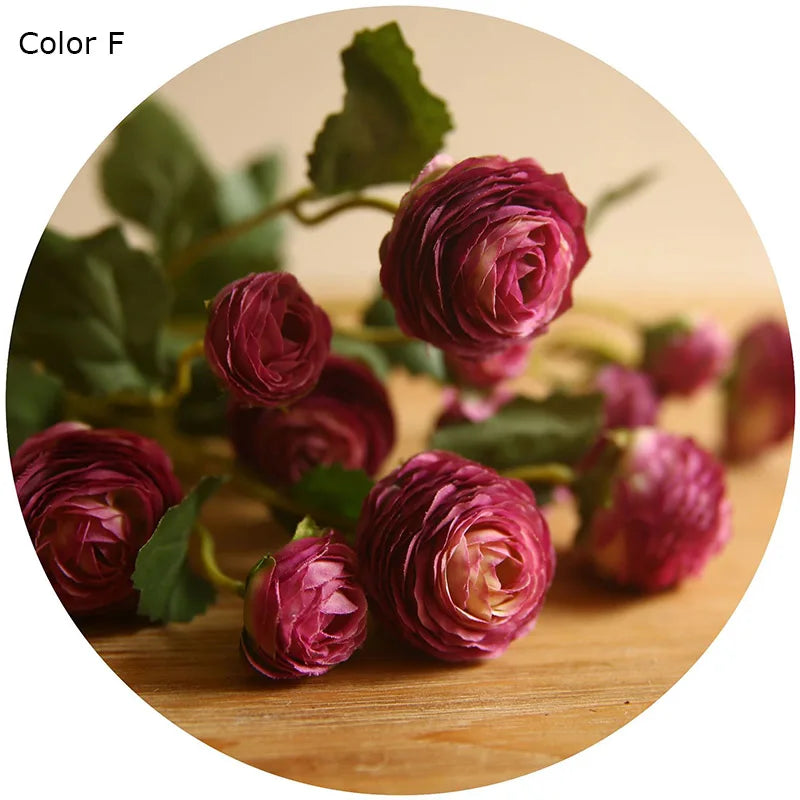 Artificial flowers in pink silk and renuncles for wedding decoration - F 1 PIECES