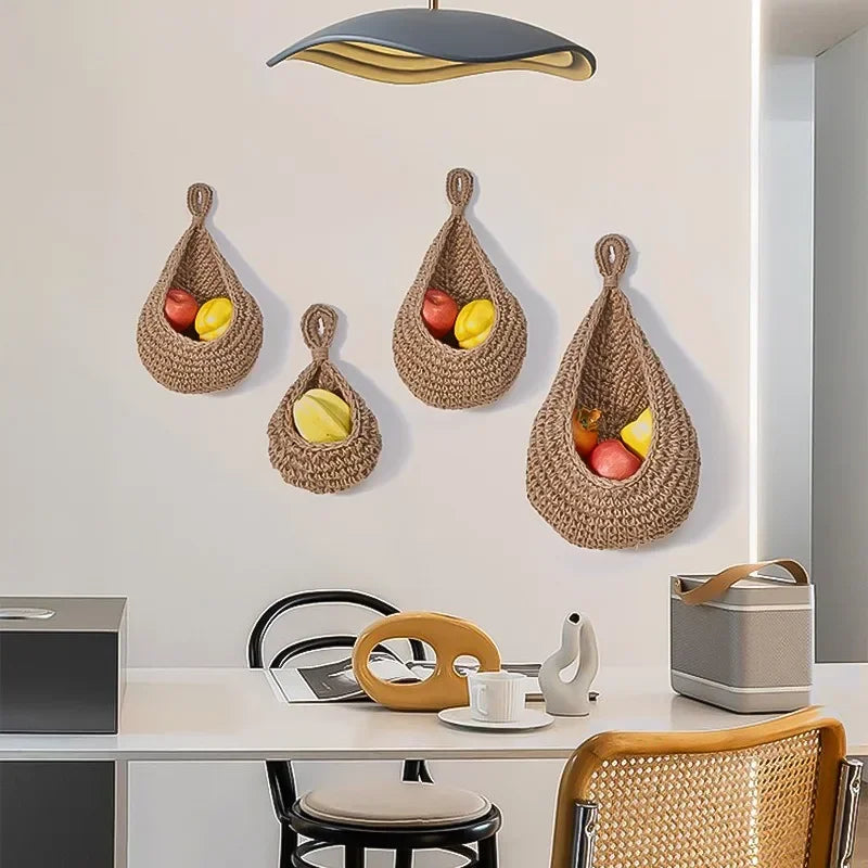 Hand woven wall basket for decorative fruits and vegetables - view 4
