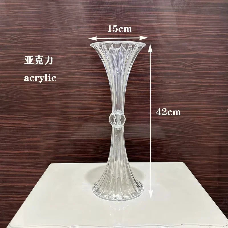 Transparent Acrylic Wedding Vases, Horn Style, Party Table Centerpiece, Family Table Decoration, High 45cm, New, 10pcs - view 5