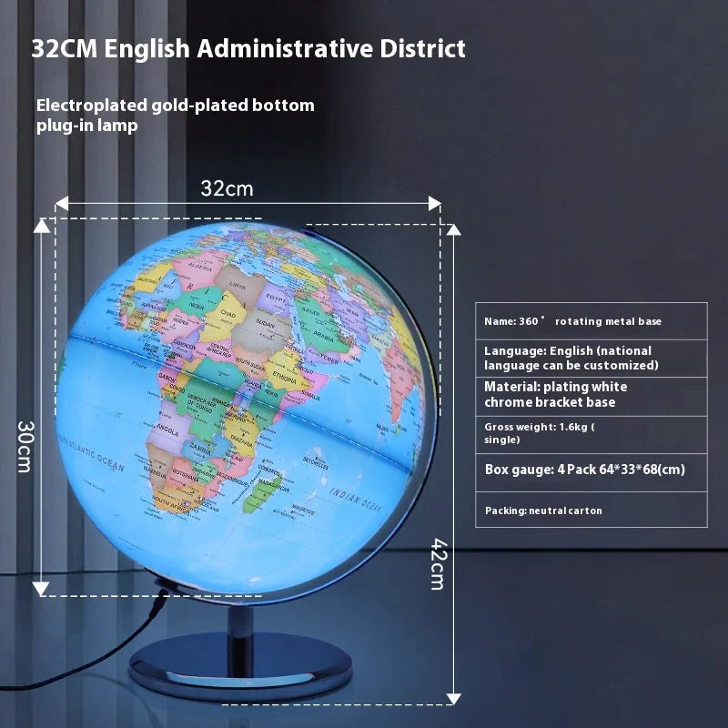 Globe rotating educational light in English for geography - view 5
