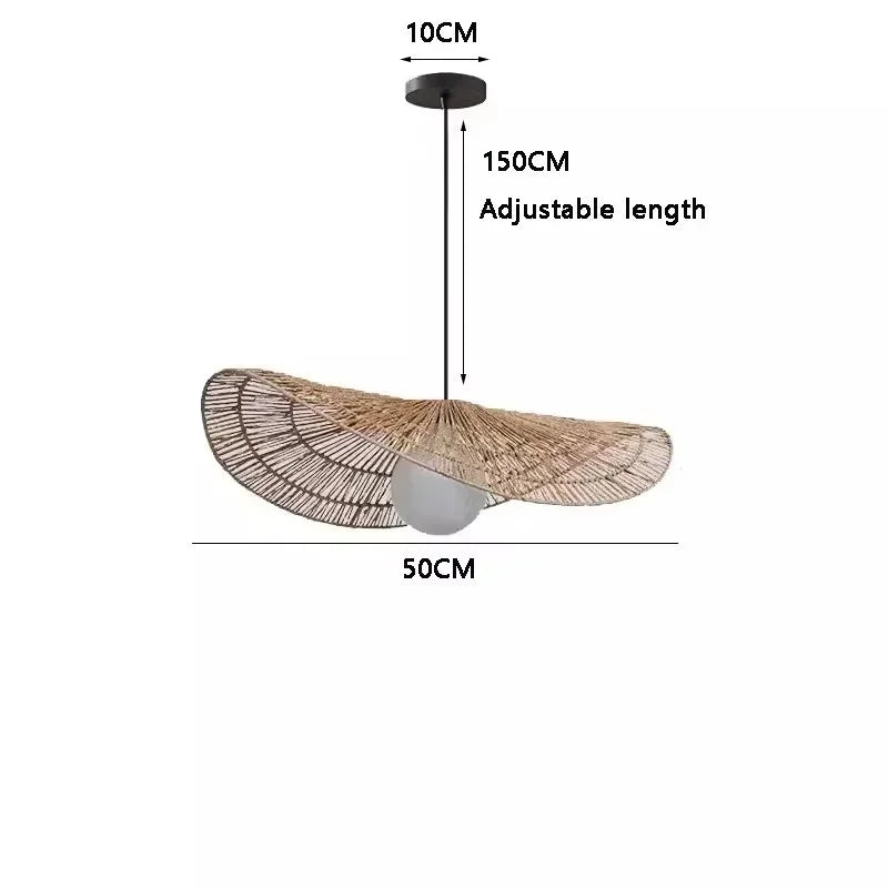 Wabi sabi style during light, rattan even light, dining room home decoration, bedroom living room during light - B-50CM / warm light