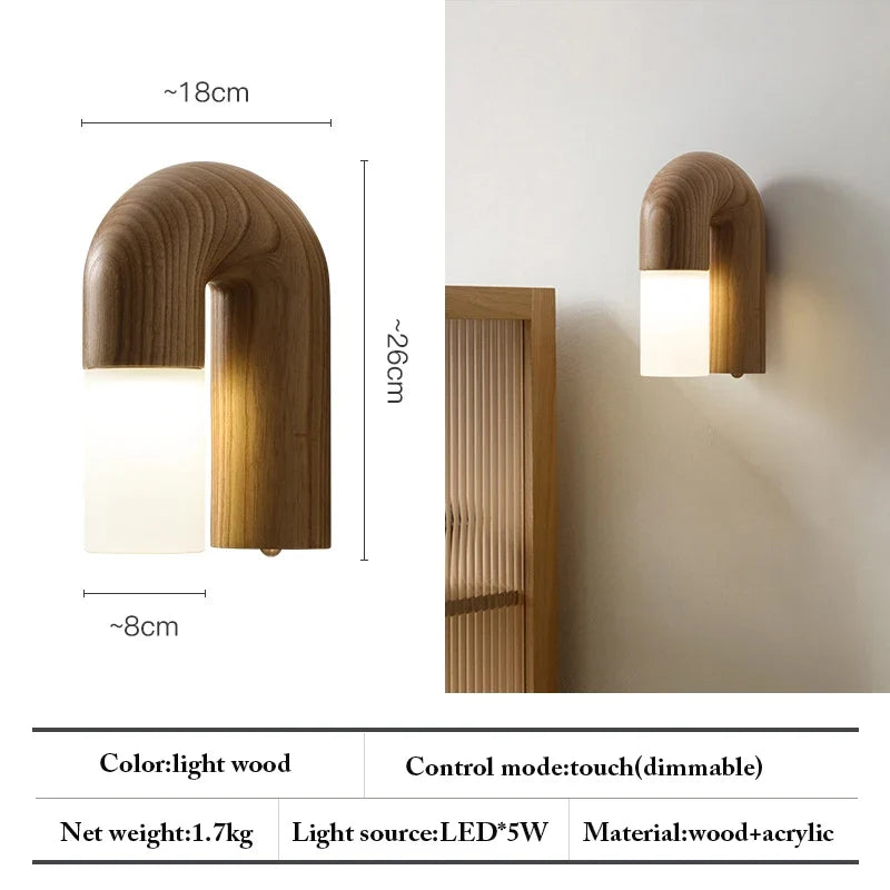 Vintage wooden and acrylic wall sconces for interior decoration - Light Wood 1 / Gradable | 5 W