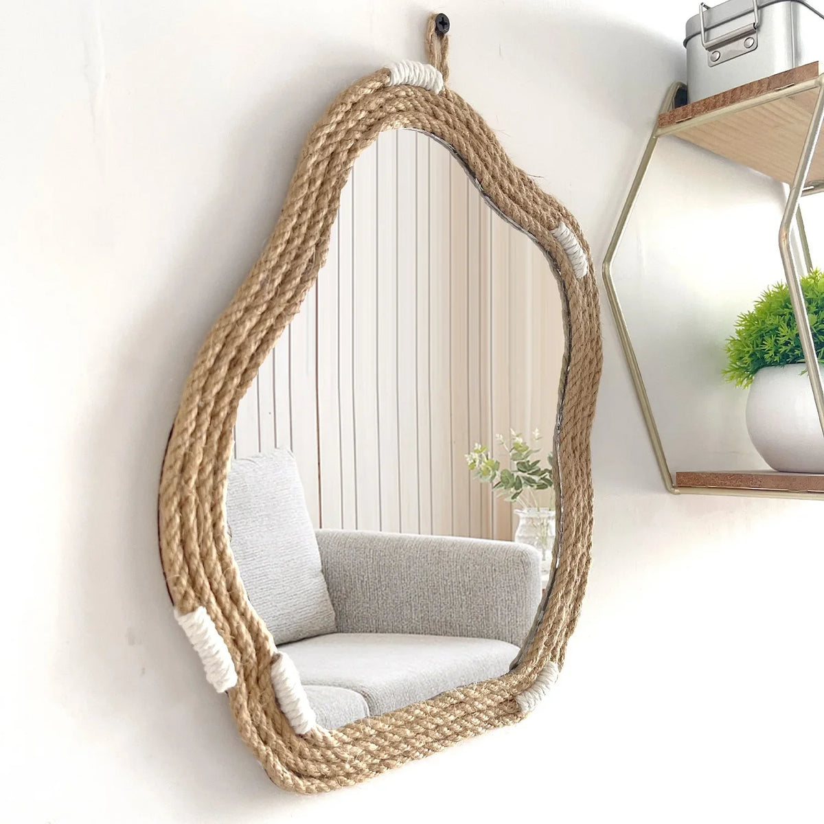 Decorative mirror Nordic woven with creative and original wall hand - view 4