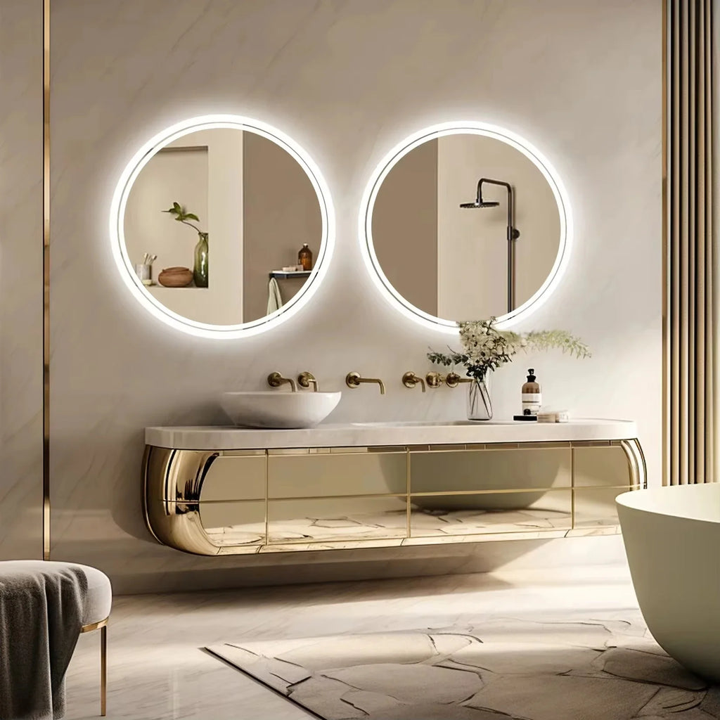 Smart LED Bathroom Mirror, Round Mirror Surface, Wall Mounted Makeup Mirror, Touch  Adjust Brightness, Safer Gift Box Packaging - view 4