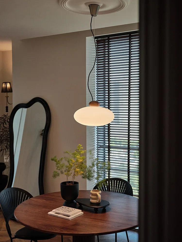 Retro glass and wood chandelier for interior decoration - view 5