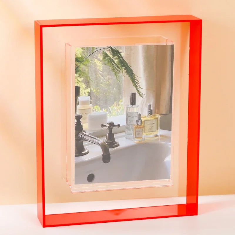 Transparent acrylic photo frame support interior decoration desk - D / 5 inches