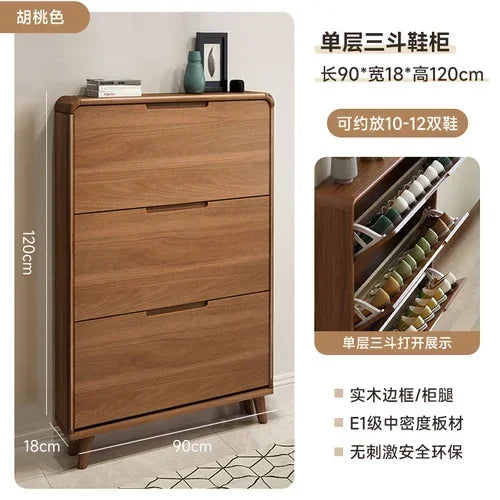 Minimalist vintage wooden shoe shelf and space gain - Style5