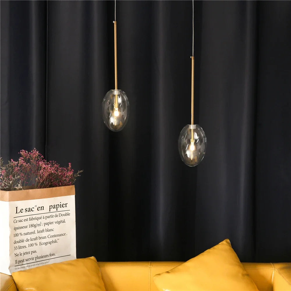 Transparent glass pendant light in the shape of decorative water drop - view 3