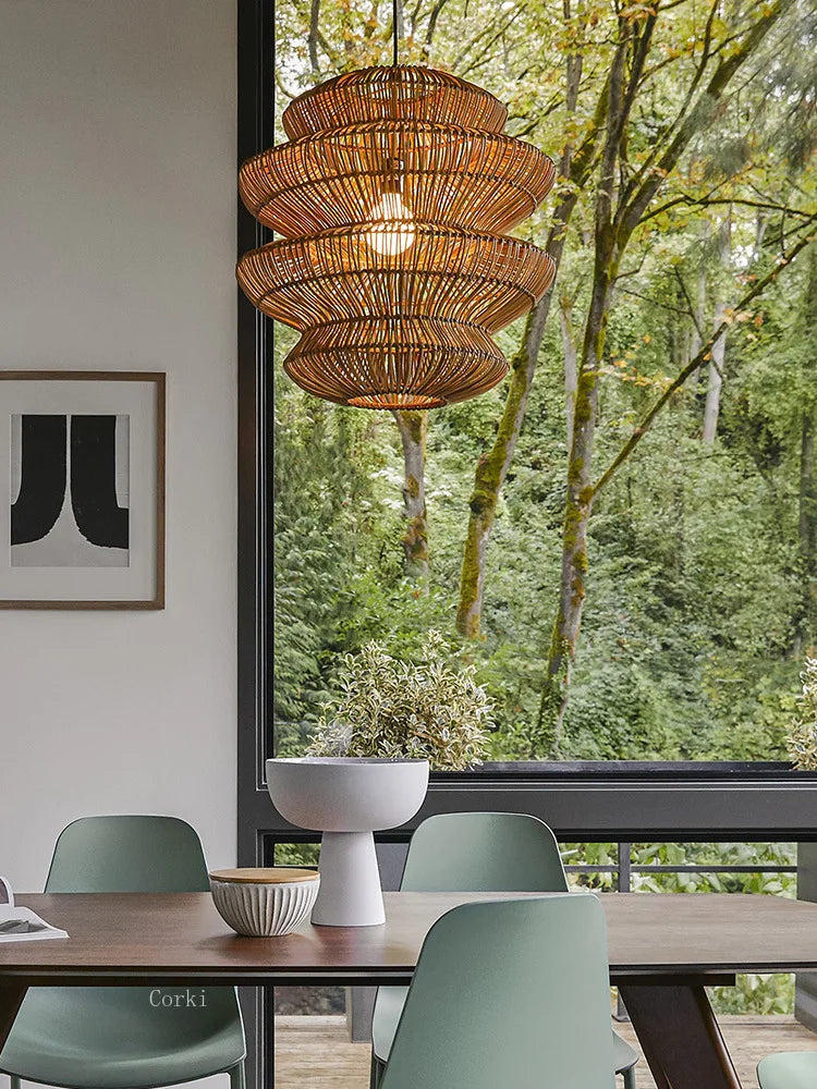 Chinese rattan pendant light for interior decoration - view 3