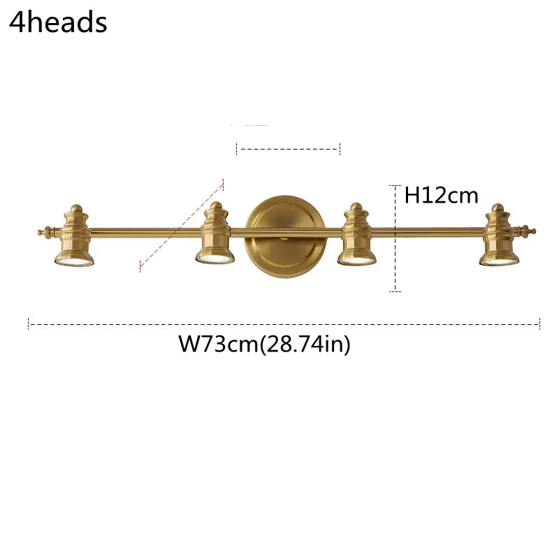 American Bronze Mirror Front Light , Bathroom Wall Lamps Mirror Light ,Powder Room Mirror Wall Lights Lighting LED Makeup Mirror - 4 Heads Bronze B / Light Warm